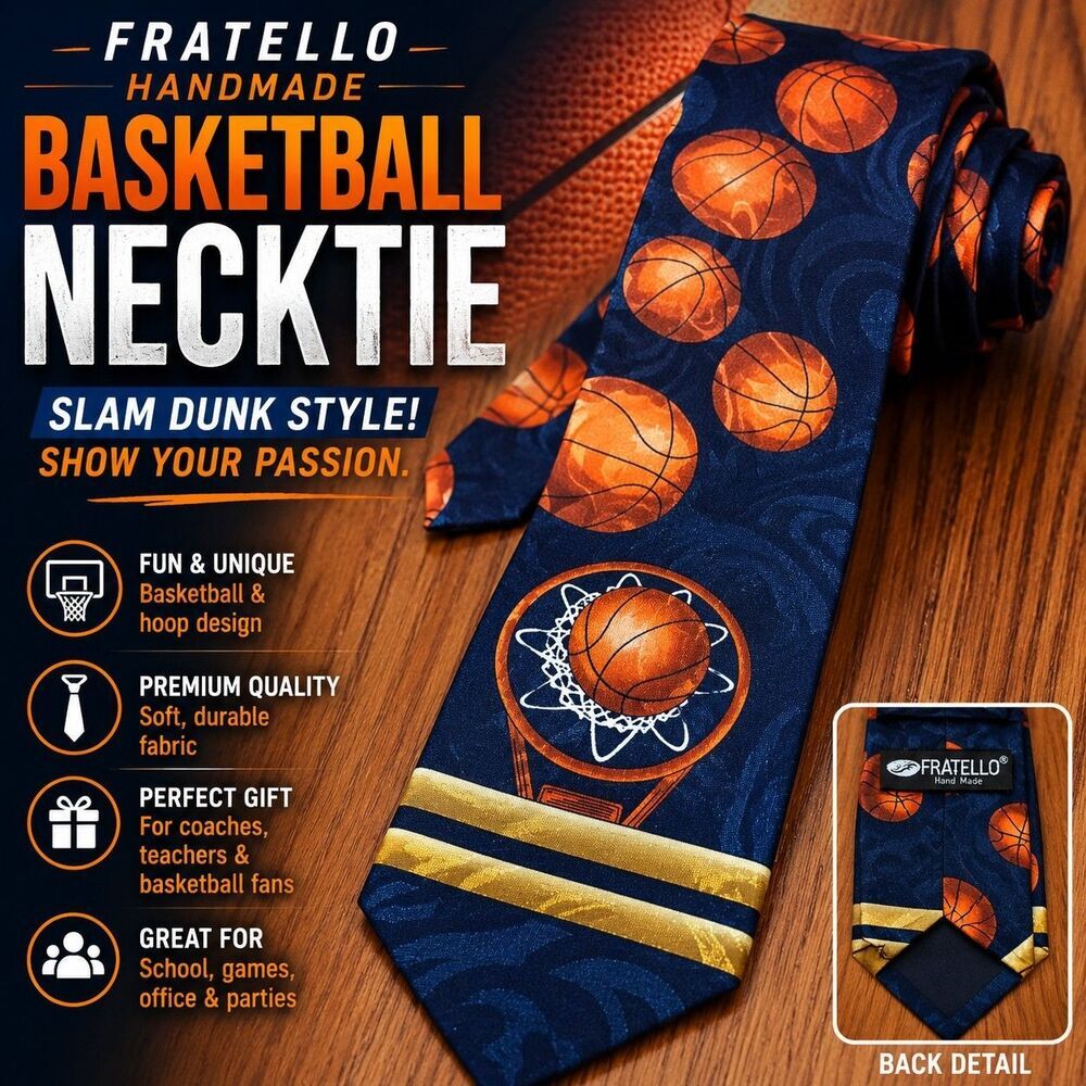 Fratello Handmade Basketball Hoop Novelty Necktie Sports Coach Teacher Tie